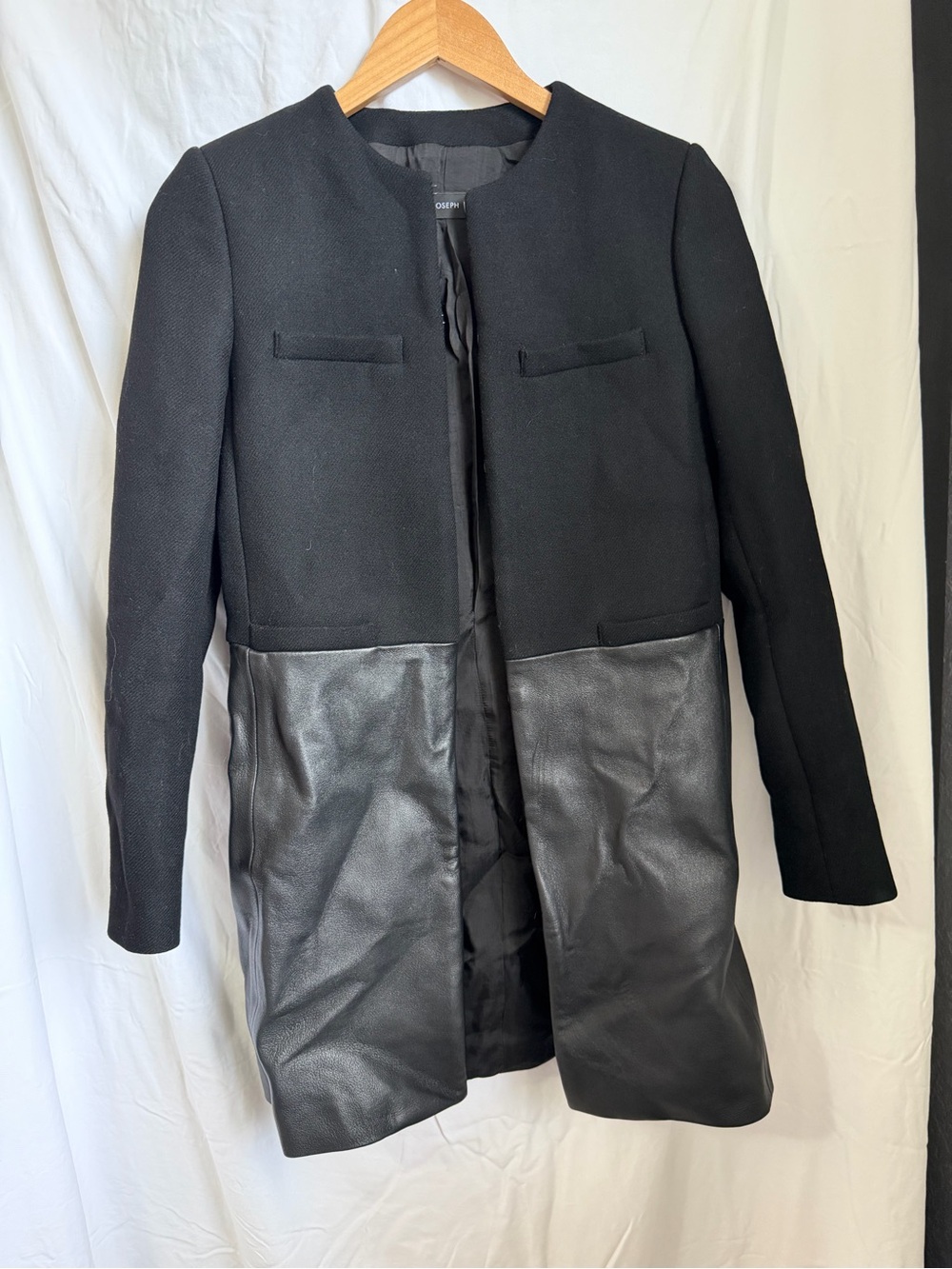 Joseph Black Mixed-Material Trench Coat